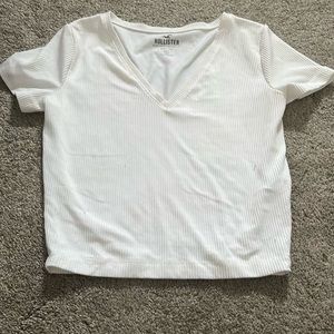 Hollister cropped white shirt